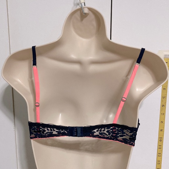 GILLY HICKS Floral Flowers Padded Push up Plunge Bra Navy Blue Pink Orange 34b - Picture 5 of 15
